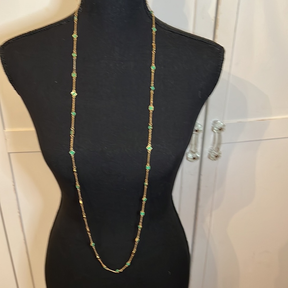 Kate Spade ♠️ necklace with gold hardware and green stones